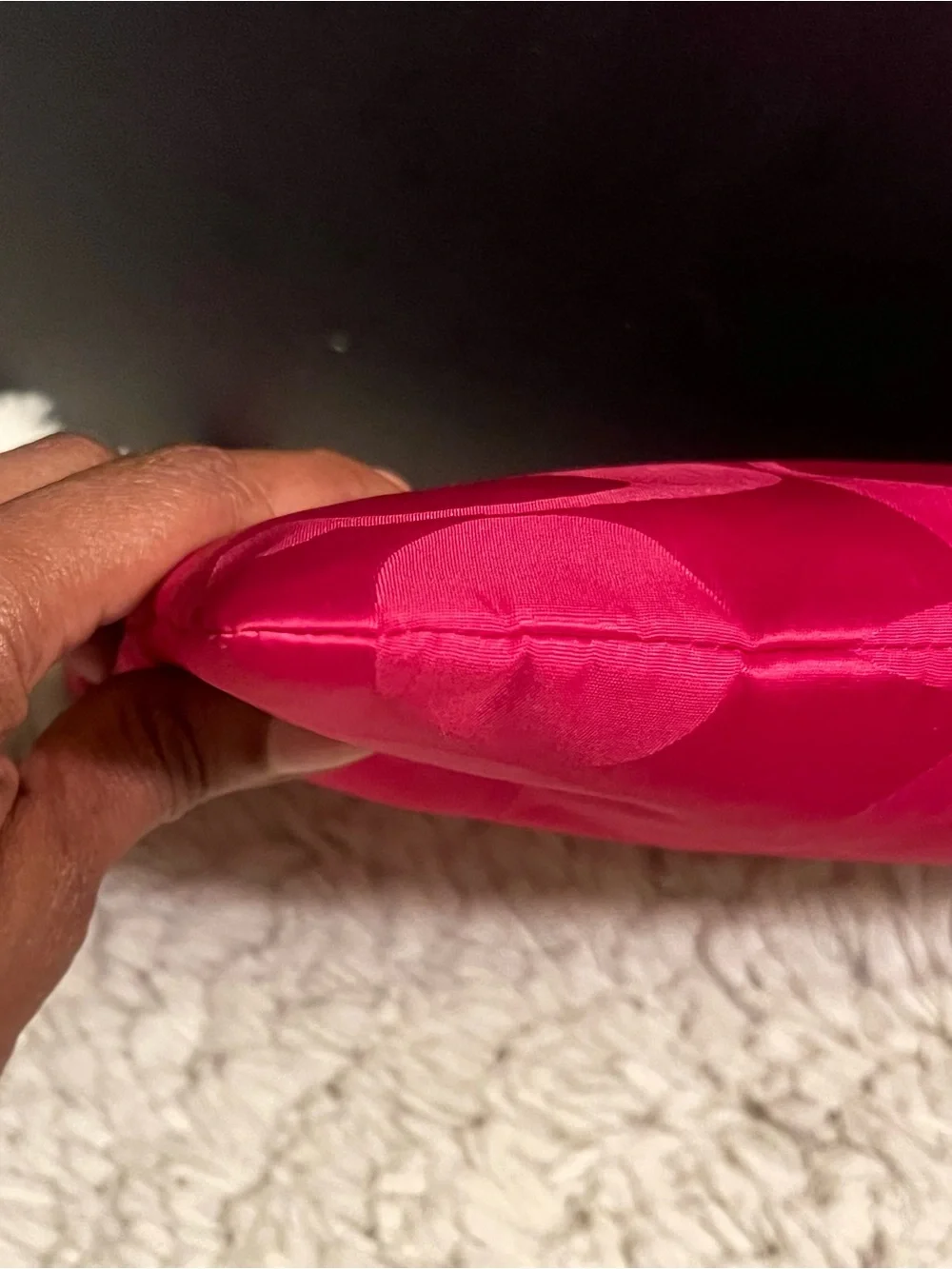 Coach Hot Pink Signature Getaway Nylon Cosmetic Pouch